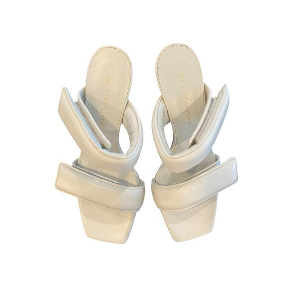 Gia x Pernille Teisbaek Leather Heels Sandals Square Toe Italy White Sz 6.5 36.5 - Picture 2 of 12